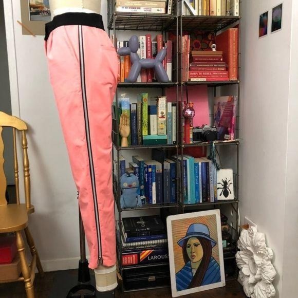 MILLY Pink Layney Cropped Zipcuff Pants Tuxedo - Picture 5 of 8